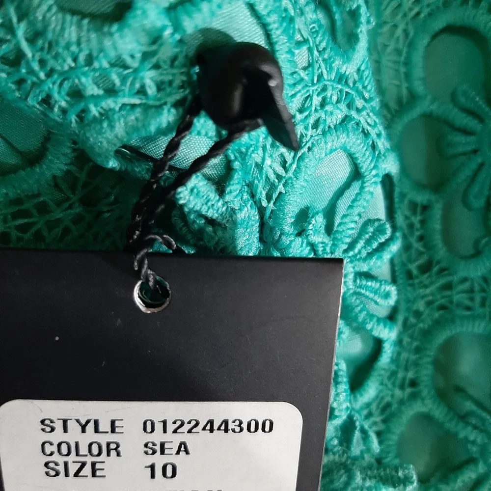 NWT Adriana Papell lace overlay turquoise blue dress 10 - Picture 10 of 15